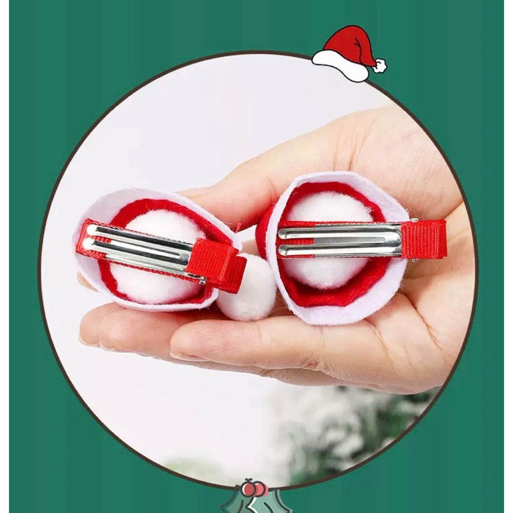 聖誕帽髮夾  5個 聖誕帽  迷你聖誕帽髮夾 聖誕帽 可愛髮飾 節慶頭飾拍照道具  迷你聖誕髮夾直彎 隨機5個-細節圖4