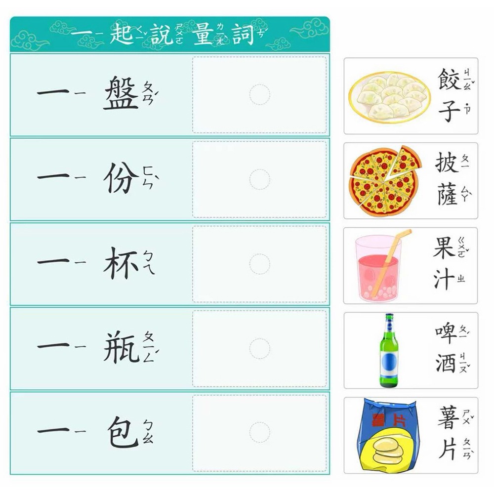量詞卡 繁體卡 量詞配對學習卡 生活物品功能配對卡 注音圖像認知教具 量詞卡 注音配對卡-細節圖4