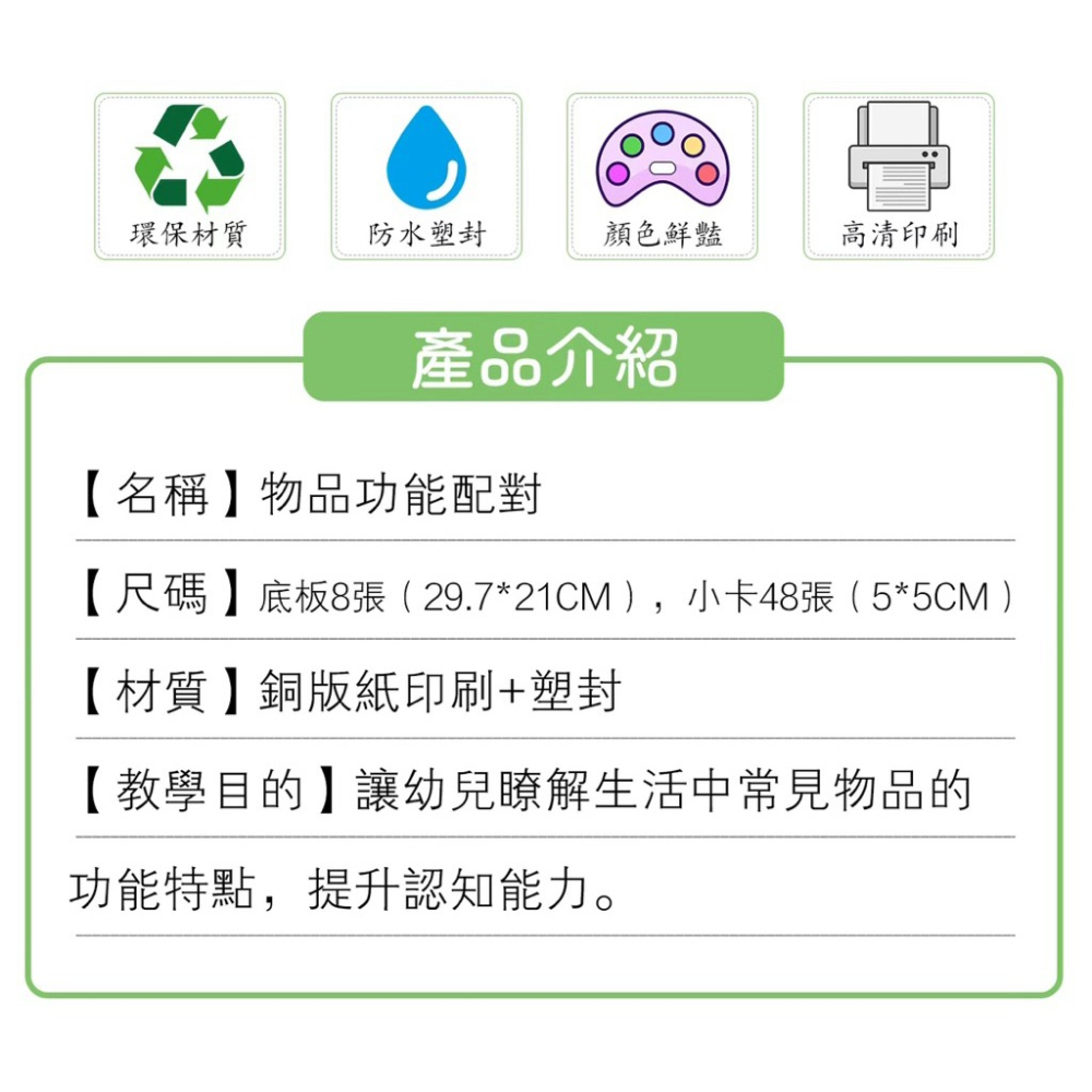 量詞卡 繁體卡 量詞配對學習卡 生活物品功能配對卡 注音圖像認知教具 量詞卡 注音配對卡-細節圖7
