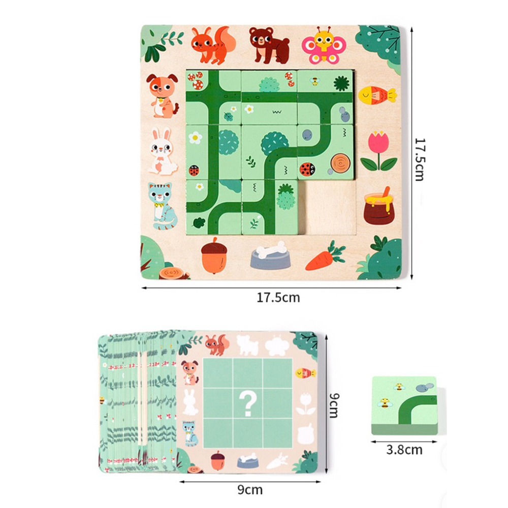 路徑拼圖益智教具 木製邏輯思考遊戲 迷宮拼圖 觀察力訓練 早教益智玩具-細節圖2