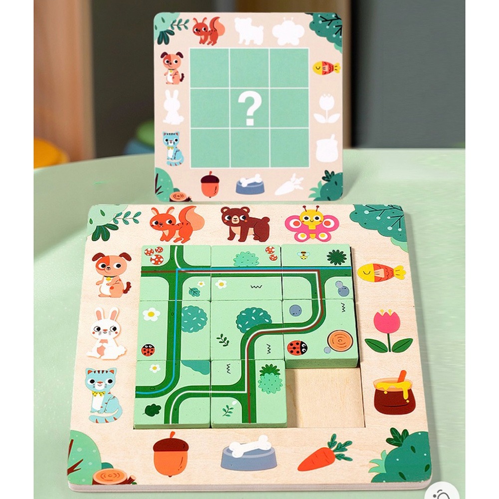 路徑拼圖益智教具 木製邏輯思考遊戲 迷宮拼圖 觀察力訓練 早教益智玩具-細節圖4