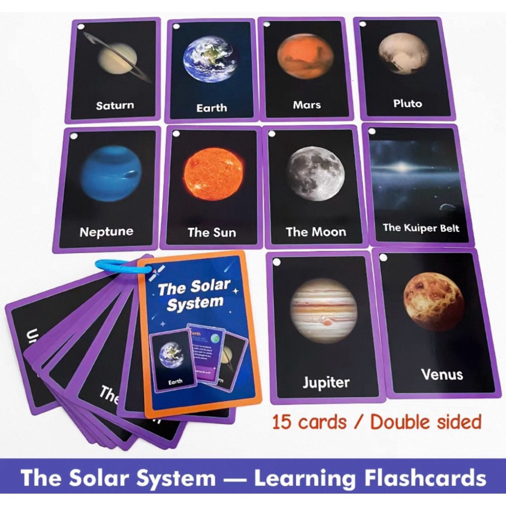 太陽系學習卡片 雙面英文認知卡 15張入 行星教具 兒童科學啟蒙 教室教材 親子互動學習卡-細節圖4