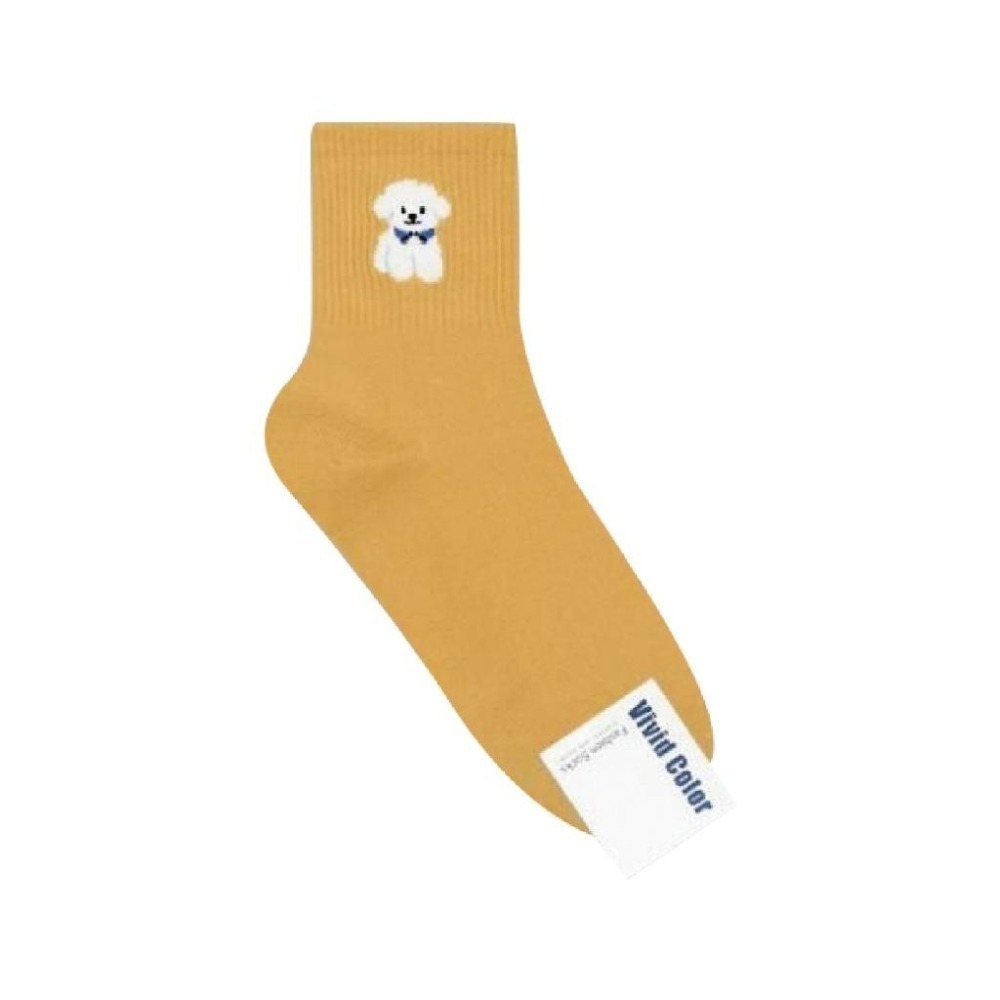 【Caramella】素色中筒襪 韓國襪子 小熊襪子 SOCKS 韓國長襪 可愛襪子 中筒襪 女生襪子 正韓襪 薄襪-細節圖2