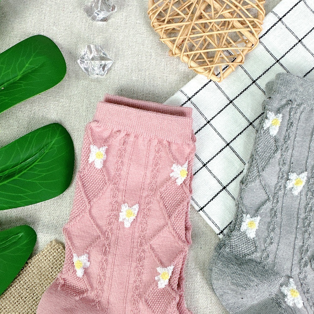 【Caramella】中筒襪 韓國襪 女生襪子 韓國長襪 可愛襪子 花朵襪子  SOCKS 襪子女中筒  襪子韓國  襪-細節圖5
