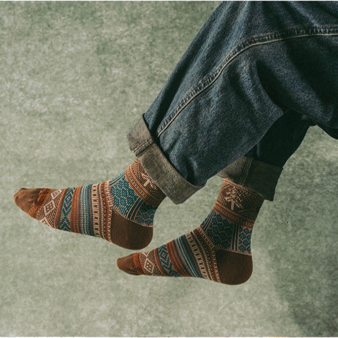 【Caramella】保暖襪 男襪 24-28 日系襪子 長襪 民族風 厚襪子 冬天襪子 男生襪子 襪子 棉襪 中筒襪-細節圖10