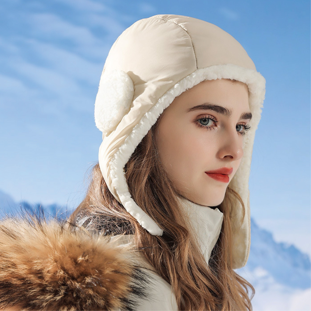 【Caramella】雷鋒帽 羽絨帽 帽子 毛帽 羊羔毛帽 保暖帽 圍脖保暖 滑雪帽 飛行帽 防水帽子 護耳帽 保暖-細節圖9