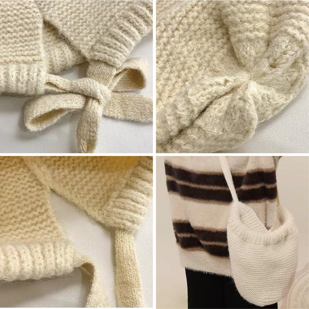 【Caramella】毛帽 護耳帽 保暖帽 日系帽子 帽子女 帽子 圍脖保暖 針織帽 護耳 保暖 針織毛帽 冬季帽子-細節圖3