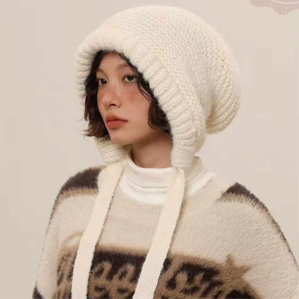 【Caramella】毛帽 護耳帽 保暖帽 日系帽子 帽子女 帽子 圍脖保暖 針織帽 護耳 保暖 針織毛帽 冬季帽子-細節圖7