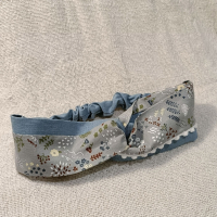 交叉款髮帶-田園花花草草灰 L碼