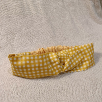 交叉款髮帶-黃格子 L碼
