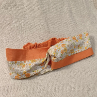 交叉款髮帶-橘色小花 L碼