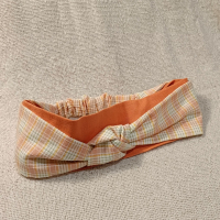 蝴蝶結款髮帶-粉色格紋 L碼