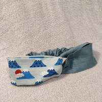 交叉款髮帶-淺藍富士山 M碼