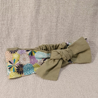 蝴蝶結款髮帶-日本風綠菊花 L碼