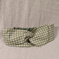 交叉款髮帶-綠格子 L碼