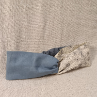 交叉款髮帶-白底白花 L碼