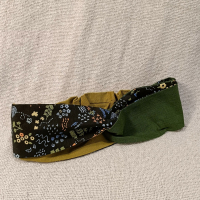 交叉款髮帶-田園花花草草黑 L碼