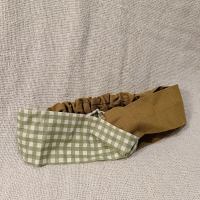 交叉款髮帶-綠格子 M碼