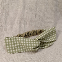 交叉款髮帶-綠格子 M碼