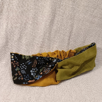 交叉款髮帶-田園花花草草黑 M碼