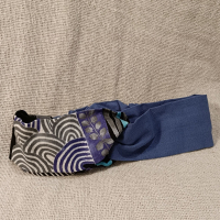 交叉款髮帶-幾何圖案水墨黑 M碼