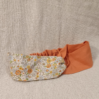 交叉款髮帶-橘色小花 M碼