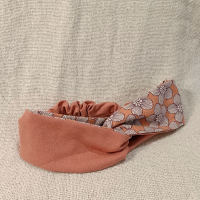 交叉款髮帶-粉白花 M碼