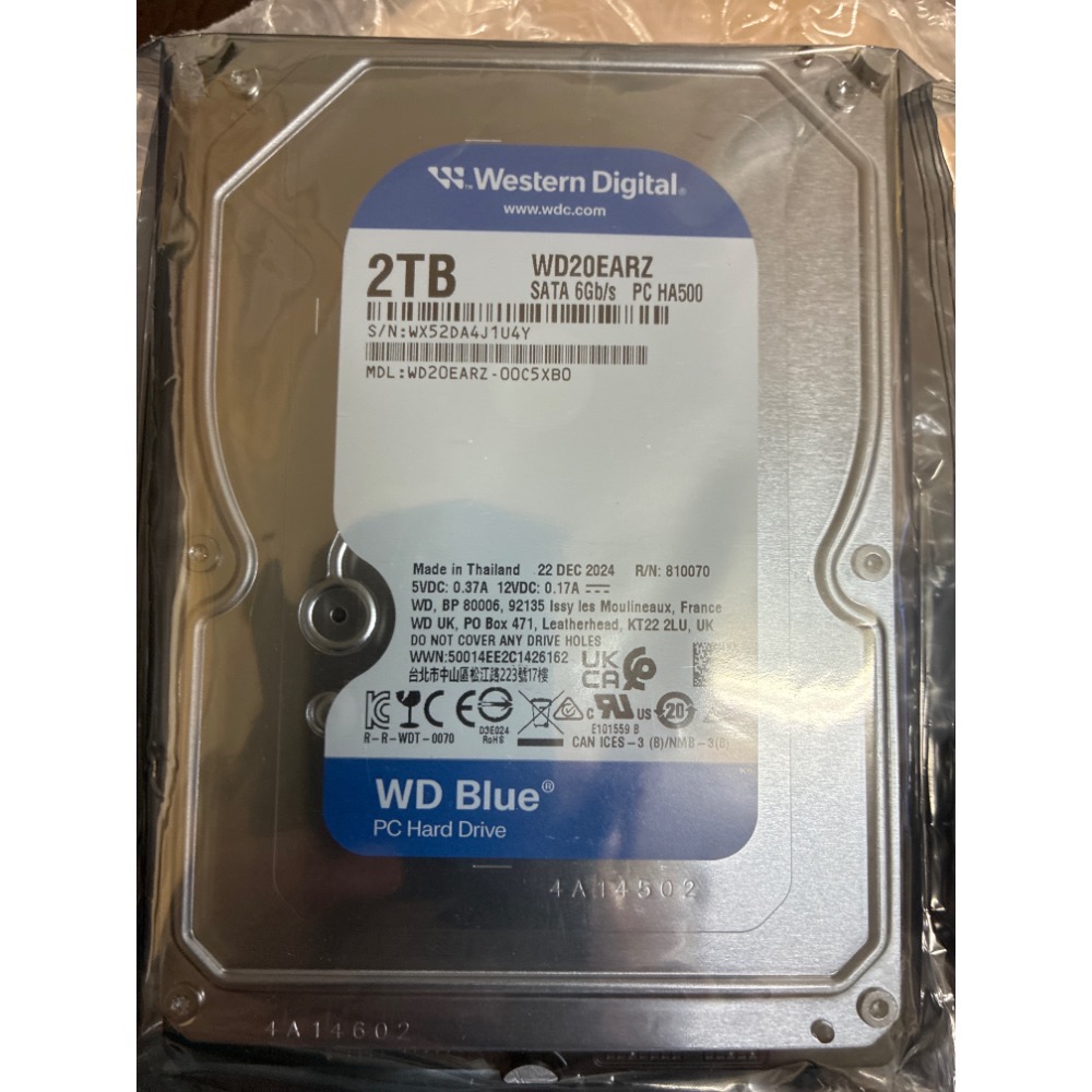 [全新] （裸包）WD 藍標 2TB 3.5吋 硬碟-細節圖2