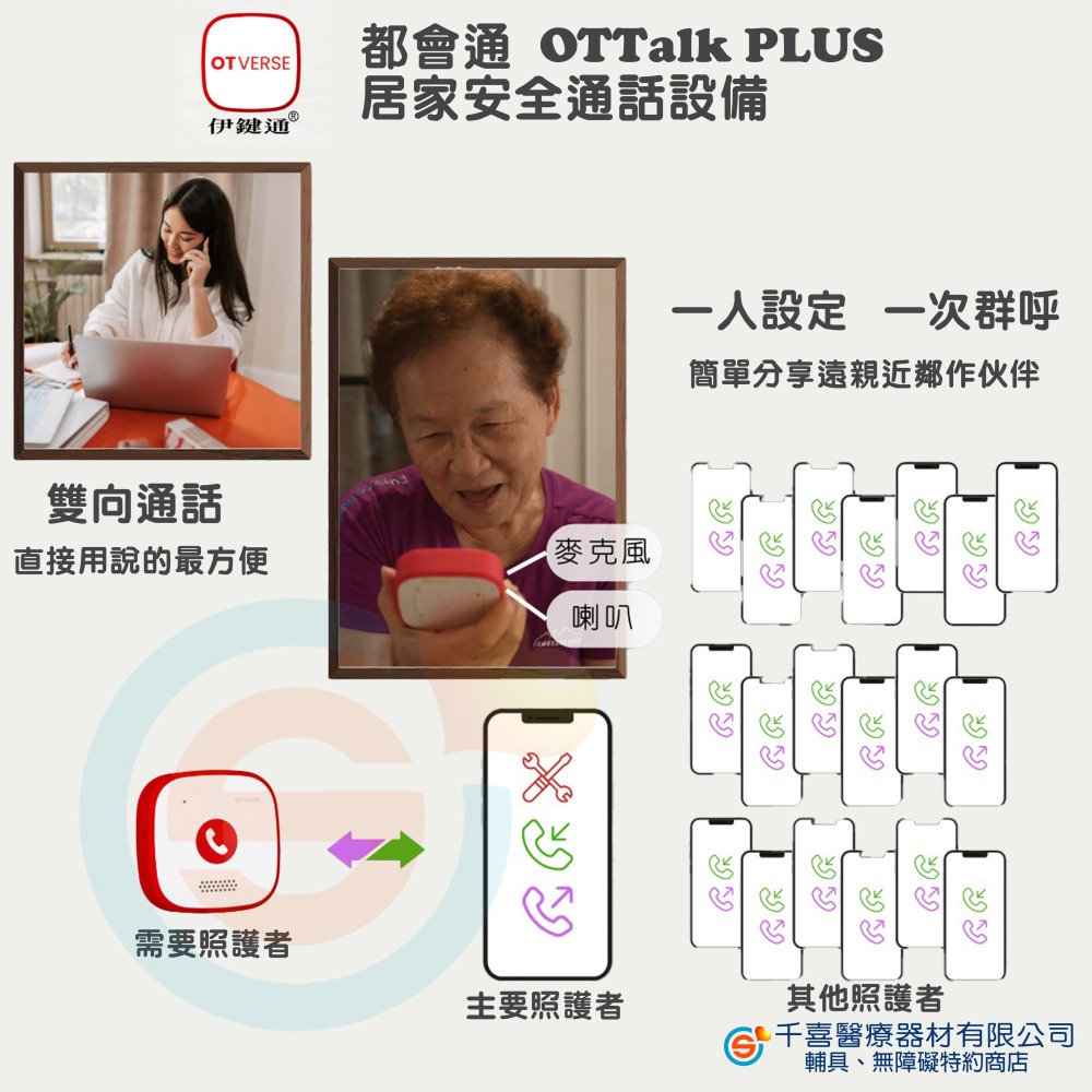 伊鍵通 都會通 OTTalk PLUS 居家安全通話設備 防水看護鈴 雙向通話 免通話費 網路電話 台灣製造 專利產品-細節圖3