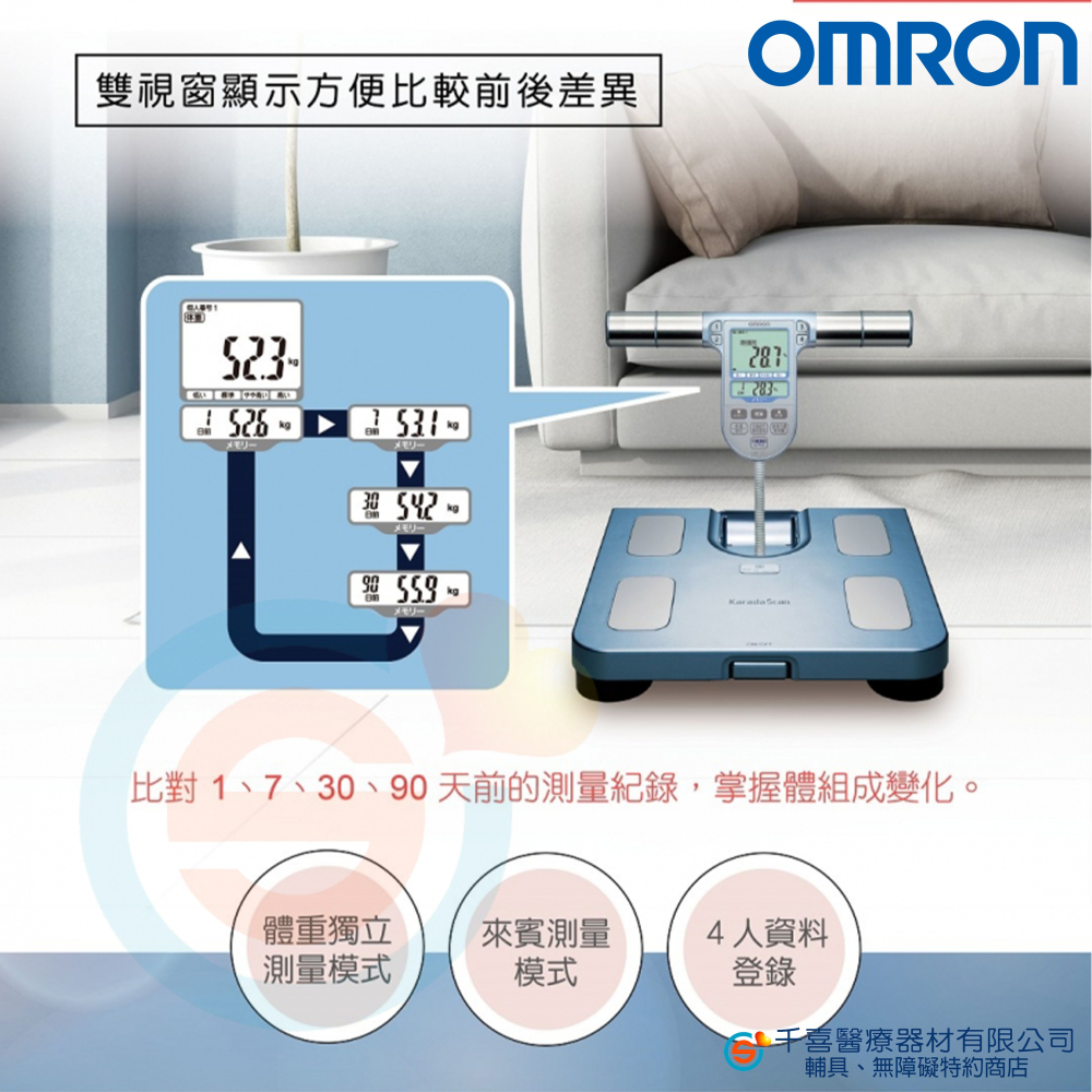 OMRON 歐姆龍 HBF-371體組成計 可測內臟脂肪 BMI 身體年齡 基礎代謝 骨骼肌率 四點全身式測量 體重計-細節圖5