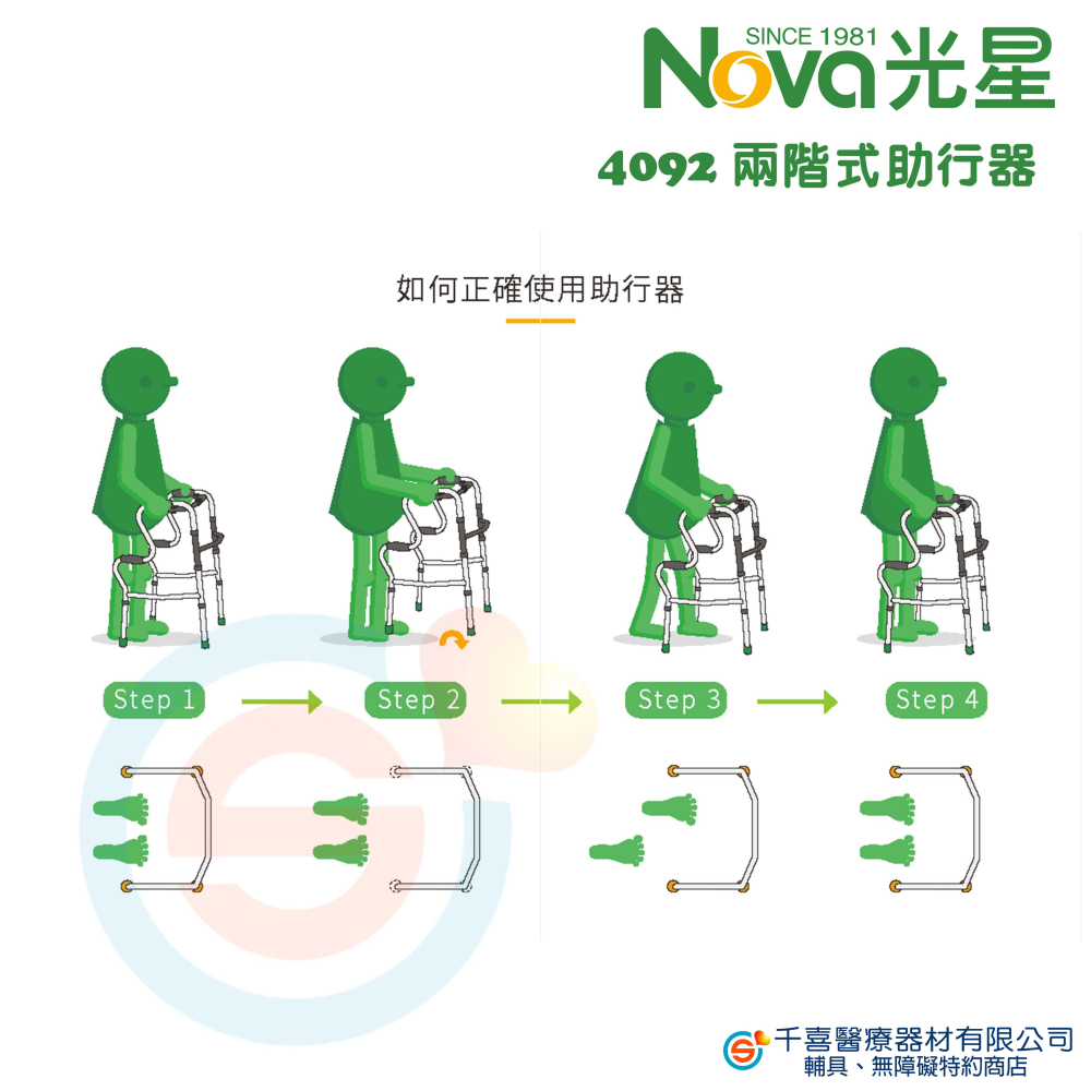 NOVA 光星 4092 兩階式助行器 R型助行器 輔助器 輔助行走器 台灣製-細節圖4