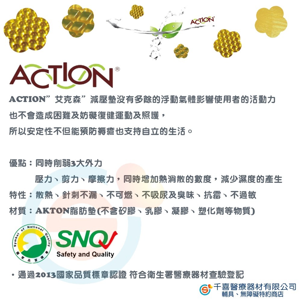 JUST 4U 強生 ACTION PBL 專業複合式珍珠型脂肪墊(附底座) 艾克森減壓墊 珍珠型中重度 防褥瘡 脂肪墊-細節圖4