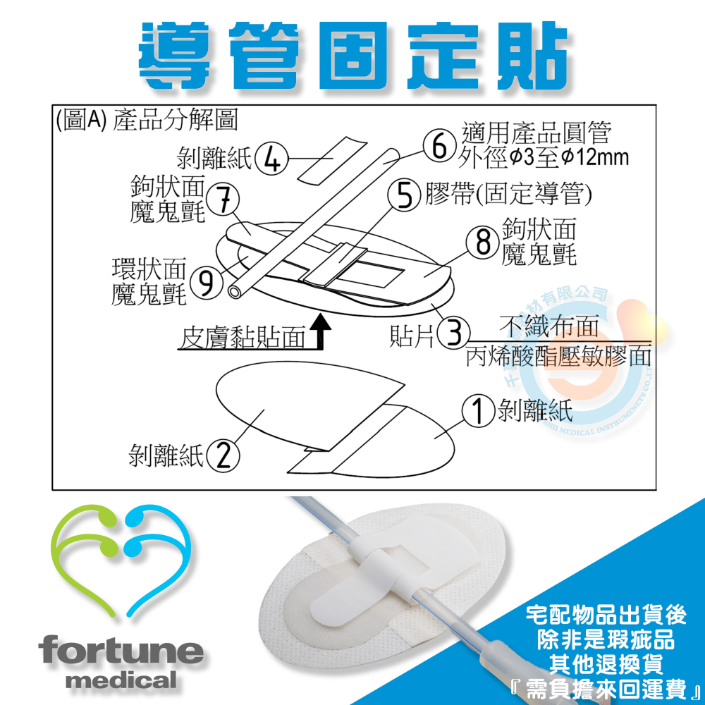 fortune 富強 導尿管固定貼 導管固定貼 固定貼 固定裝置 固定貼 拆卸和重新定位 不留殘膠 醫療用膠 台灣製造-細節圖3
