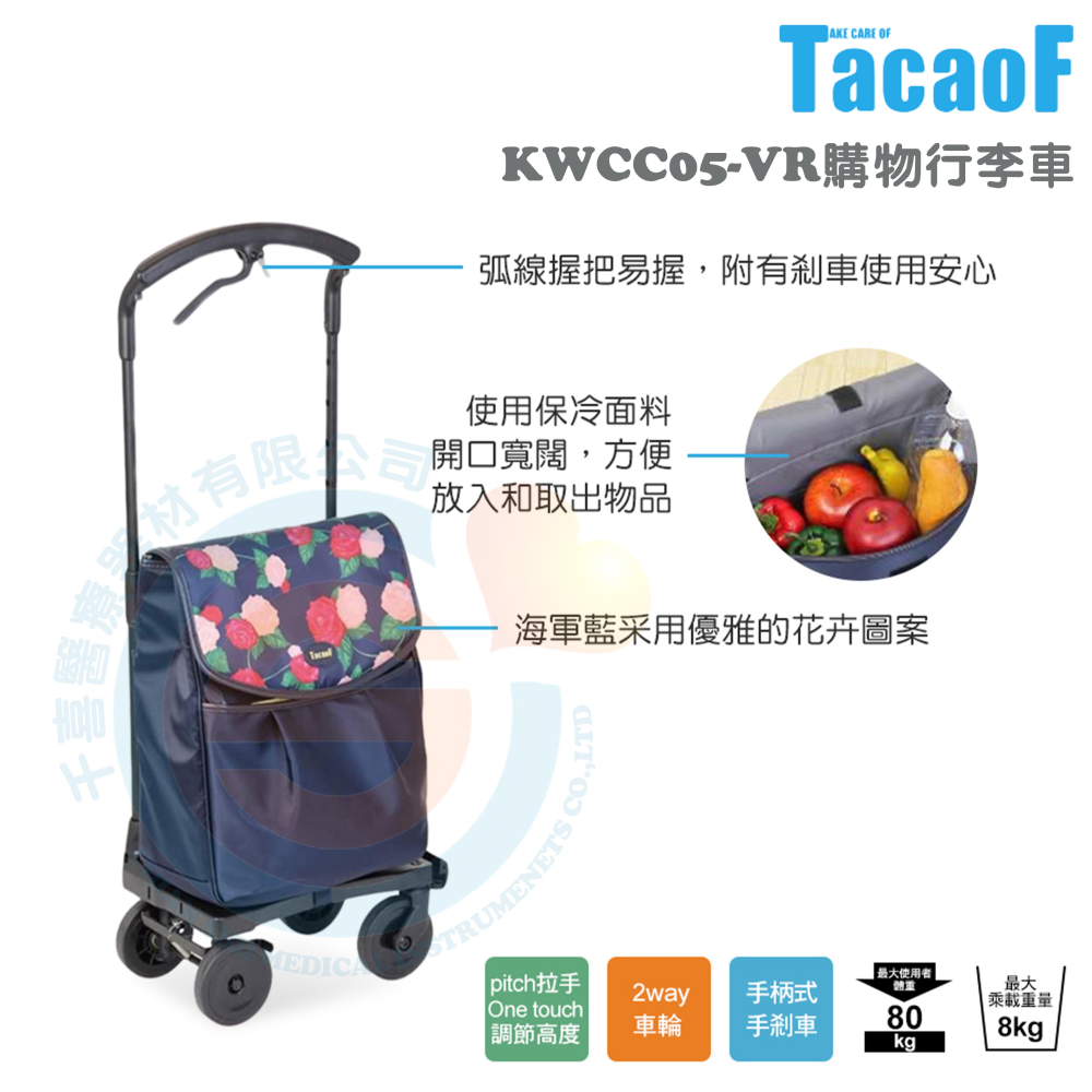 杏豐 幸和 Tacaof KWCC05-VR 購物行李車 購物車 買菜車 附煞車-細節圖2