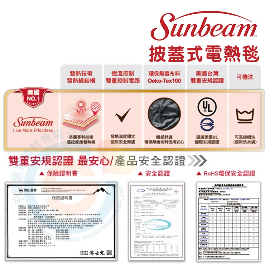 Sunbeam 披蓋式電熱毯 美國熱銷No.1 直接水洗方便清潔 兩年保固安心保障-細節圖8