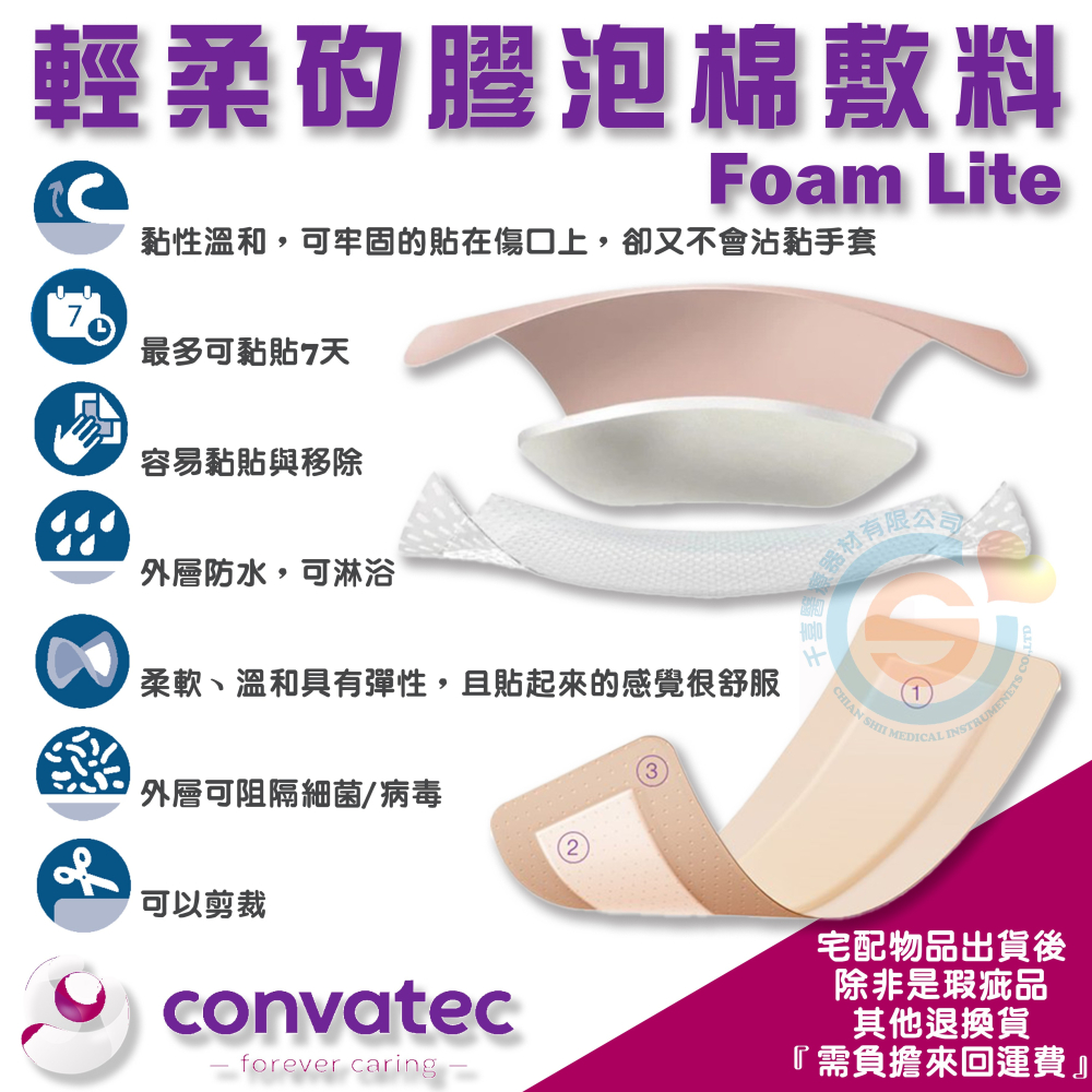 ConvaTec 康威 FoamLite ™ 康威 輕柔矽膠泡棉敷料 ConvaFoam™ “康威”泡棉敷料 壓瘡保護-細節圖6
