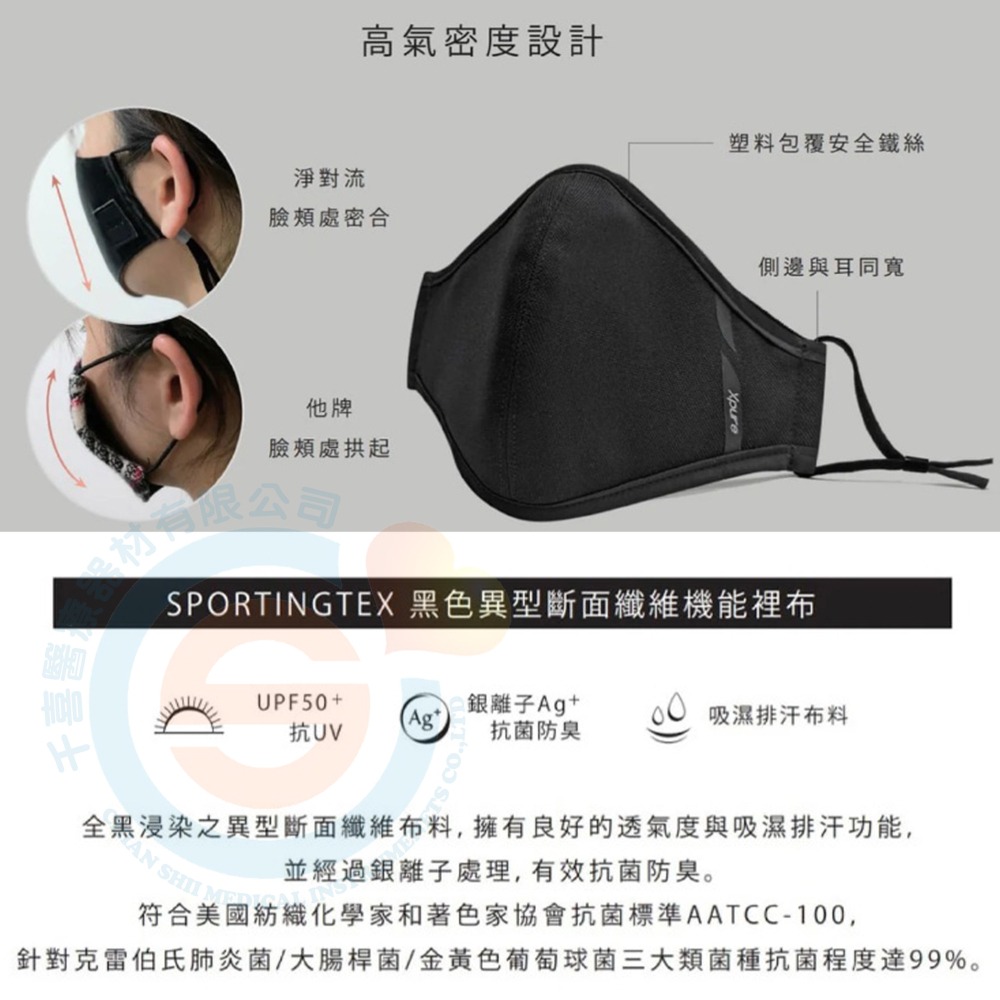 淨對流 抗霾布織口罩-All-fit款 G3 極致純黑口罩 口罩隱形支架 專利設計 奈米防護層 PM2.5專業防霾口罩-細節圖7
