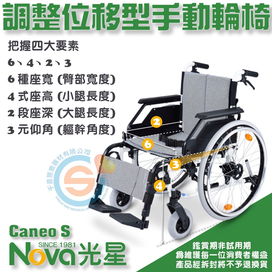 NOVA 光星 Caneo S 手動輪椅 調整移位型 鼓剎版 脊隨損傷輪椅 易轉位輪椅 輕量輪椅 台灣製造-細節圖2