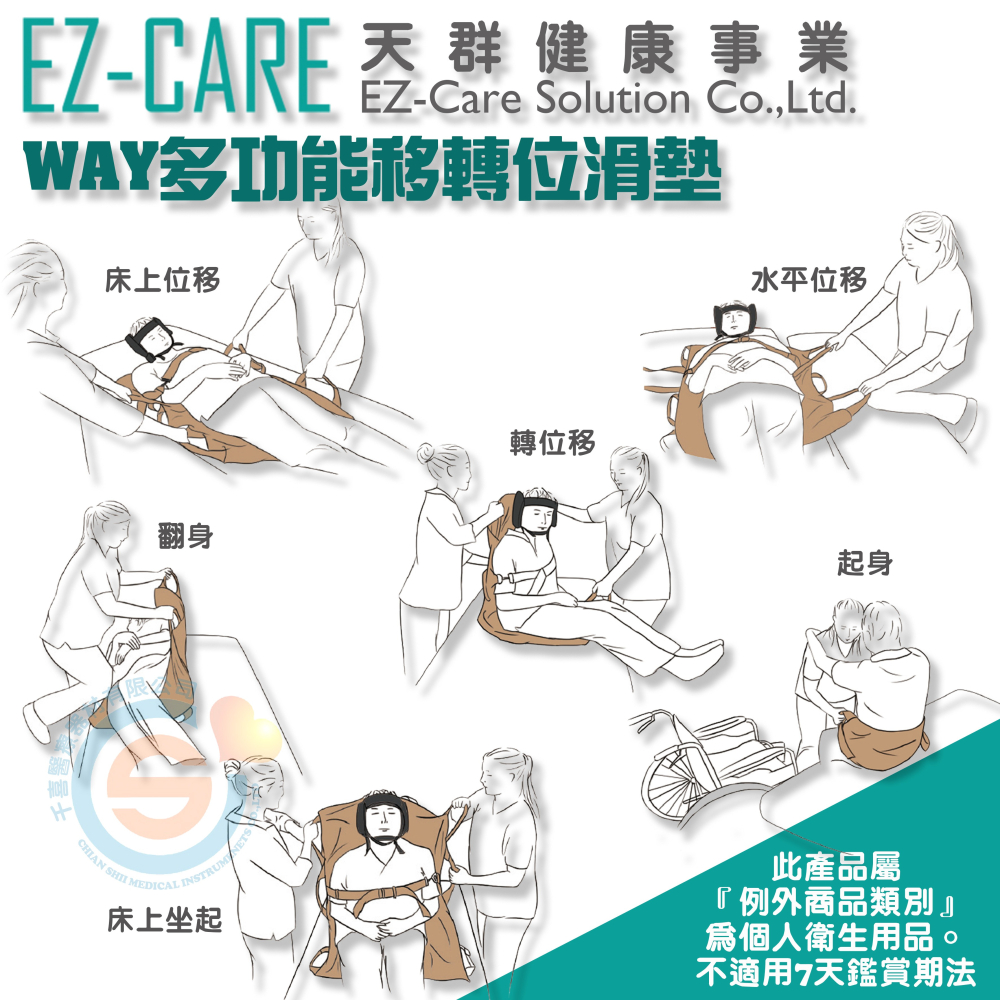 EZ-CARE 天群 EZ610 Plus多功能專利移轉位滑墊 第二代 手動病患輸送裝置 人力移位吊帶 移轉位滑墊-細節圖2