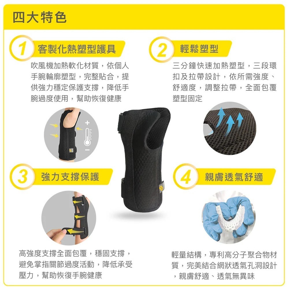 Bracoo奔酷 WB50 熱塑強固型透氣手腕護具 客製化熱塑型護具 術後恢復 腕隧道症候群 腕關節炎 手腕重複性勞損-細節圖5