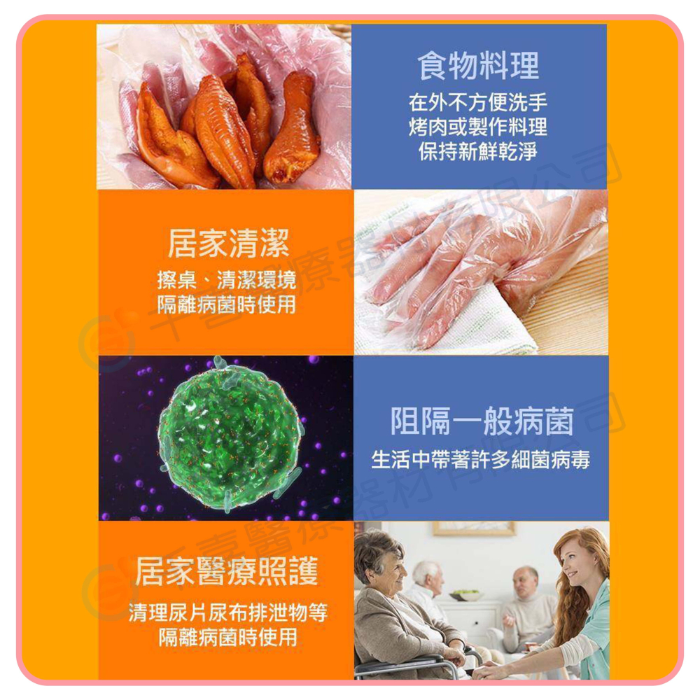 豪品 三花 H3581型 手扒雞手套 勤達 PE透明手套 手扒雞手套 拋棄式手套 可接觸食物手套 台灣企劃設計-細節圖5