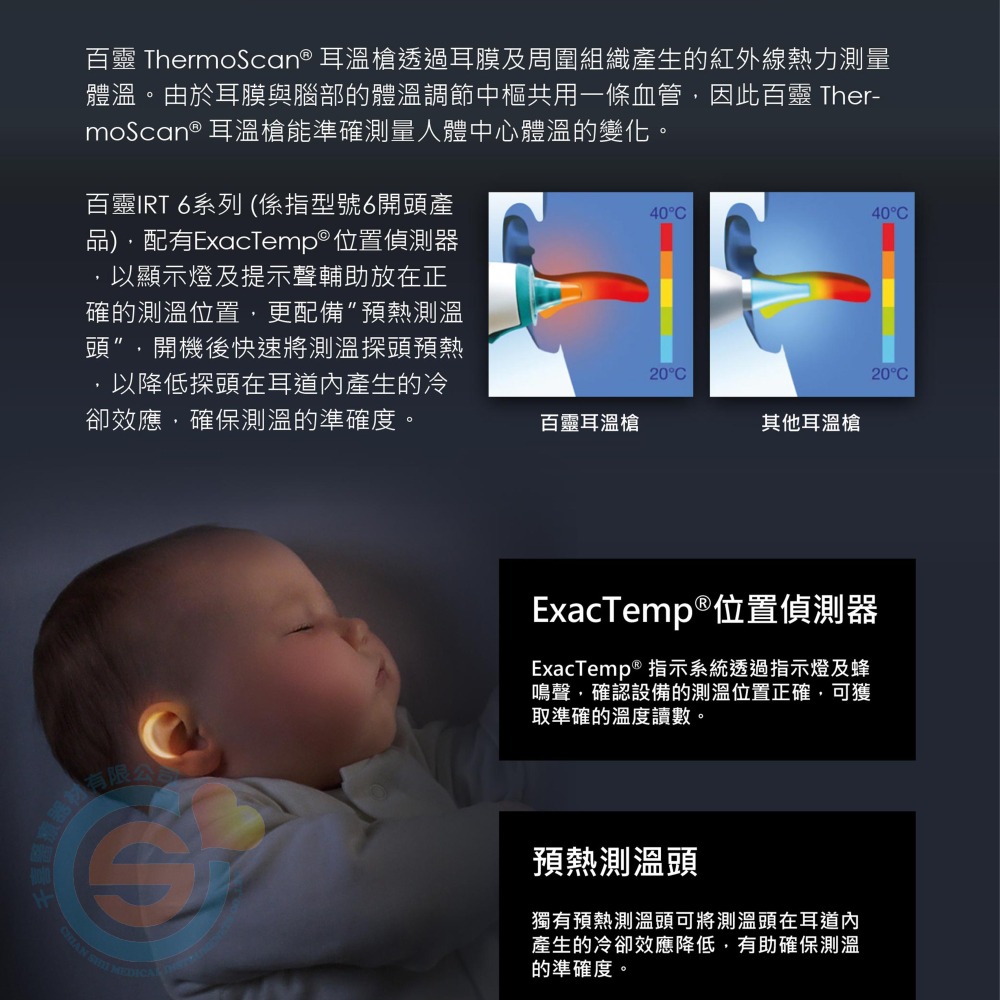 百靈 ThermoScan® 5 耳溫槍 IRT6030 夜光功能 位置偵測系統 專利1秒預熱測溫頭 台灣原廠公司貨-細節圖3