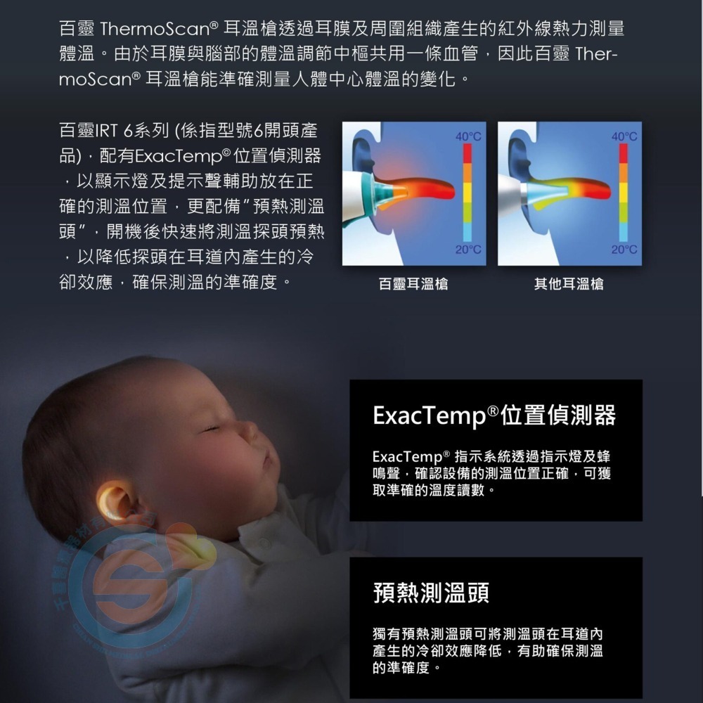 BRAUN 百靈耳溫槍 IRT6520 耳溫槍 彩色背光發燒指示 9組記憶 位置偵測 專利1秒預熱 年齡選擇 原廠公司貨-細節圖3