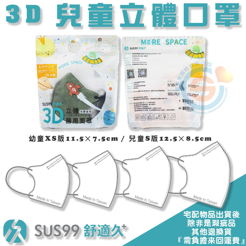SUS 舒適久 3D立體醫用面罩 3D醫療口罩 3D兒童醫療口罩 3D成人醫療口罩 3D醫療口罩熱銷款 台灣製造-細節圖9