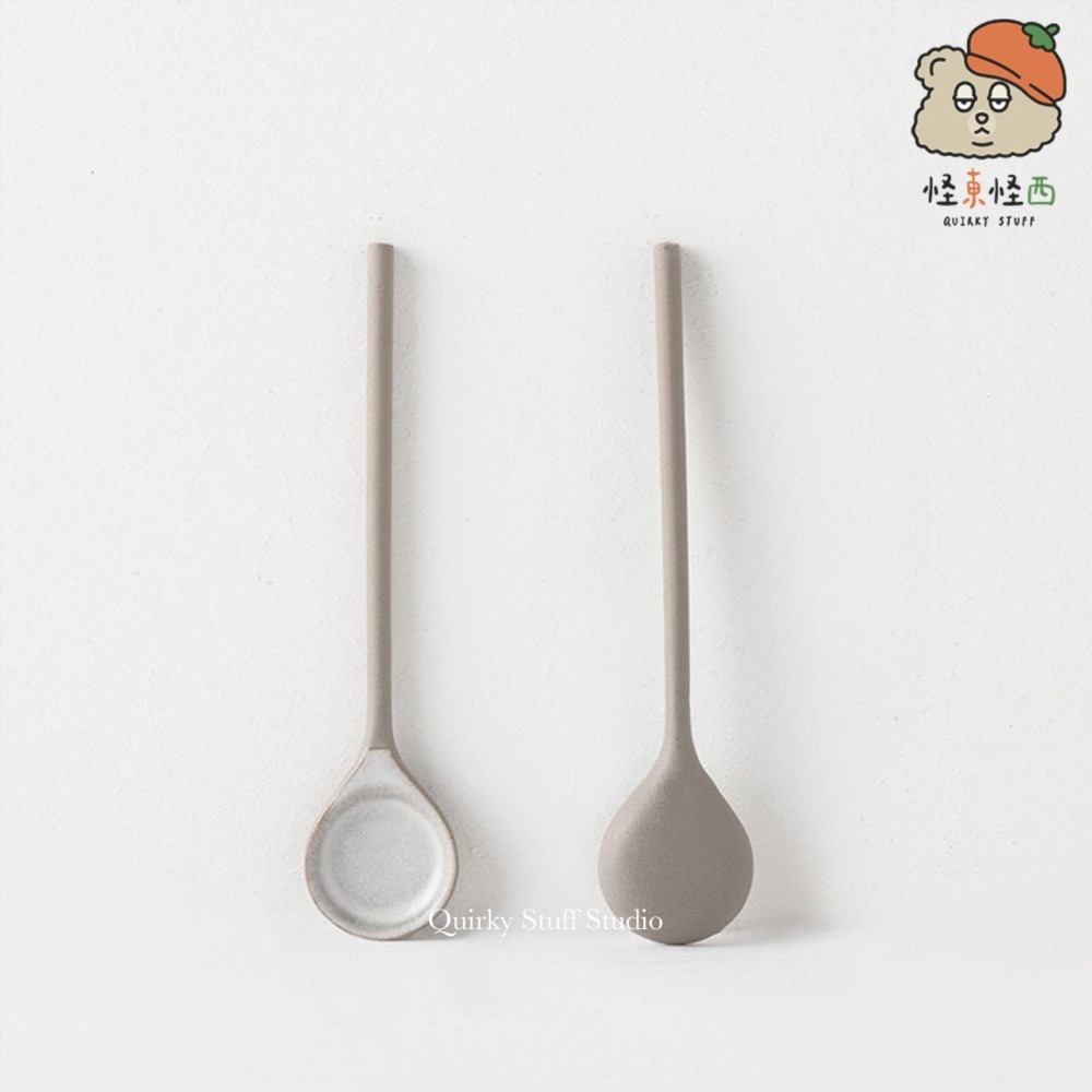 韓國粗陶直柄勺/咖啡勺/攪拌勺/甜點湯匙🥄-細節圖2