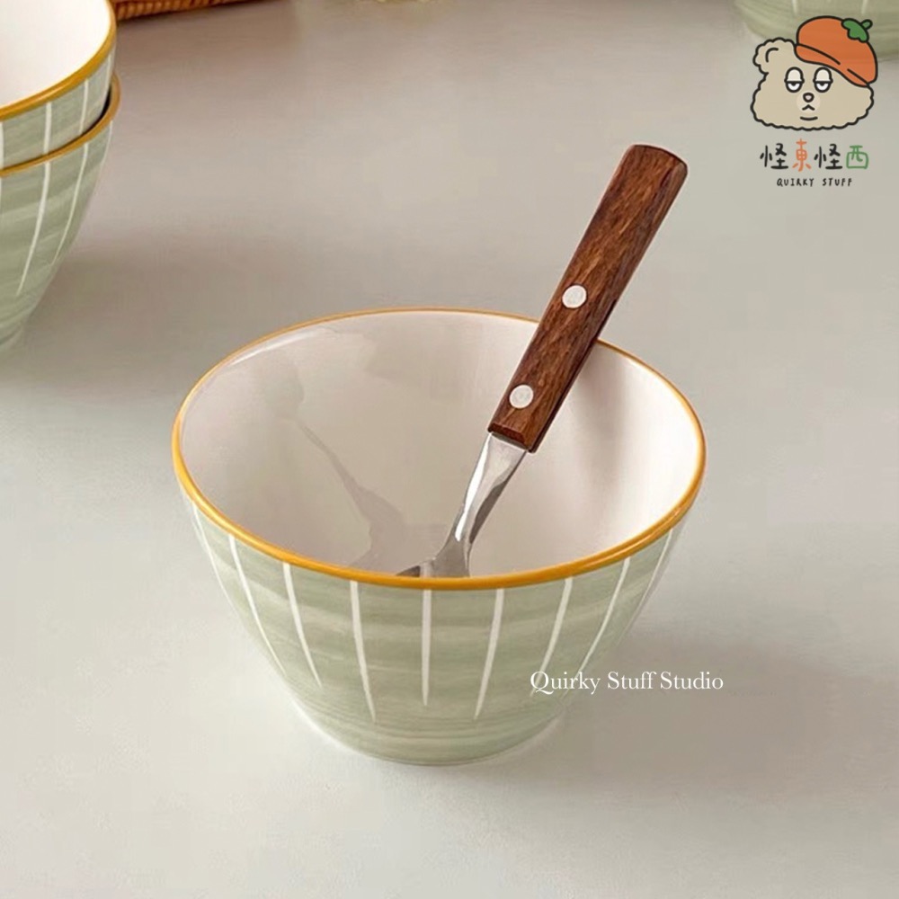 淺綠漸層白豎線飯碗/小碗🌾-細節圖2