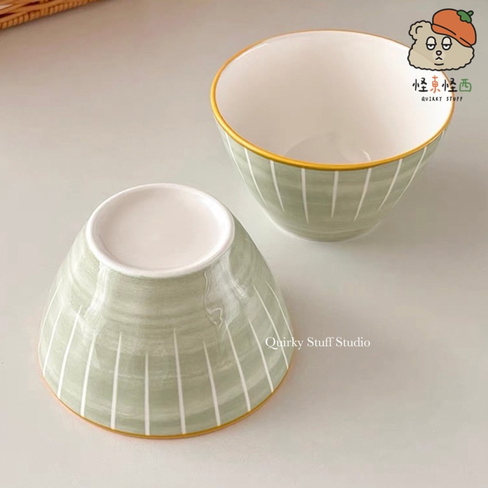 淺綠漸層白豎線飯碗/小碗🌾-細節圖4