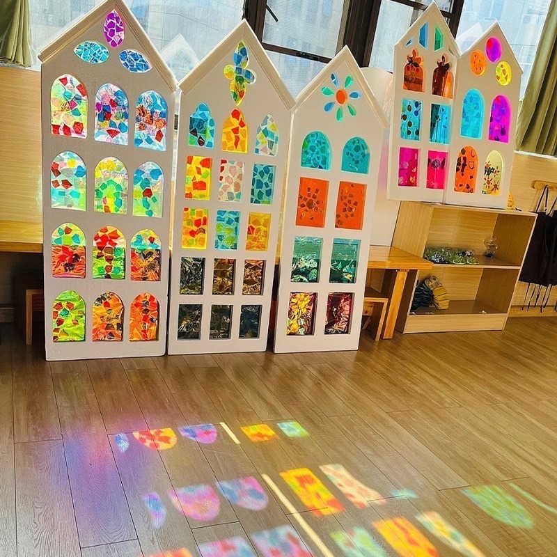 Pvc彩色透明片版，透光片版9片顏色隨機 商品內含9色A4大小的彩色透明片 三色原理 透光片 顏色片-細節圖3