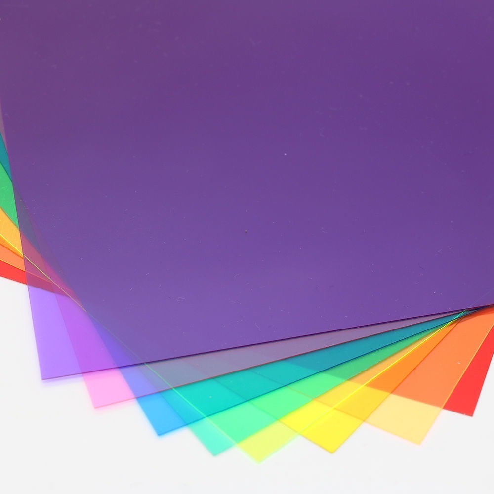 Pvc彩色透明片版，透光片版9片顏色隨機 商品內含9色A4大小的彩色透明片 三色原理 透光片 顏色片-細節圖5