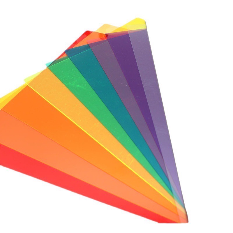 Pvc彩色透明片版，透光片版9片顏色隨機 商品內含9色A4大小的彩色透明片 三色原理 透光片 顏色片-細節圖7